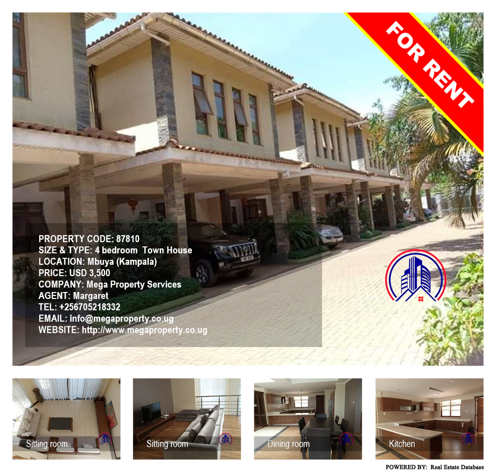 4 bedroom Town House  for rent in Mbuya Kampala Uganda, code: 87810