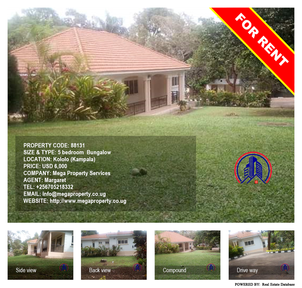 5 bedroom Bungalow  for rent in Kololo Kampala Uganda, code: 88131