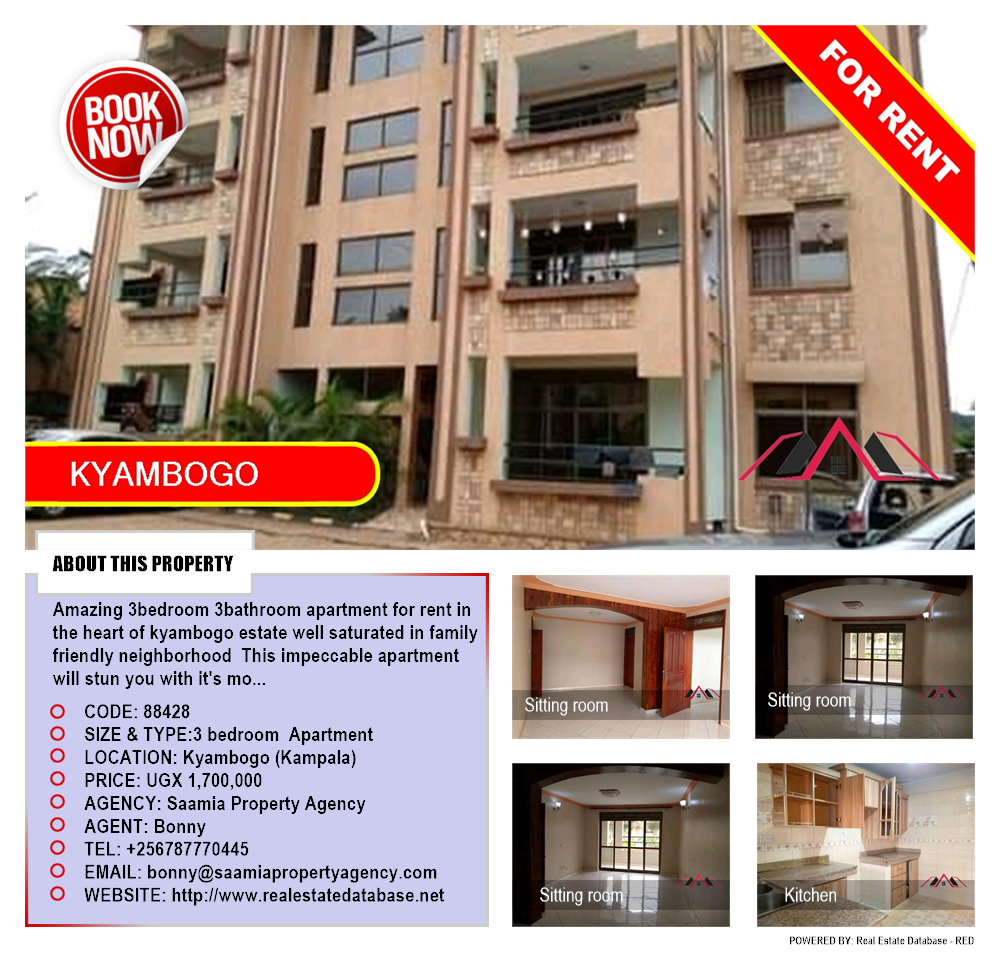 3 bedroom Apartment  for rent in Kyambogo Kampala Uganda, code: 88428