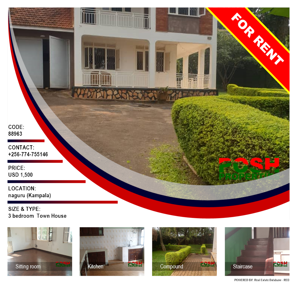 3 bedroom Town House  for rent in Naguru Kampala Uganda, code: 88963