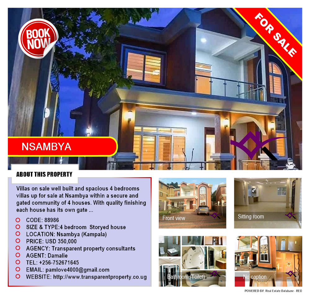 4 bedroom Storeyed house  for sale in Nsambya Kampala Uganda, code: 88986