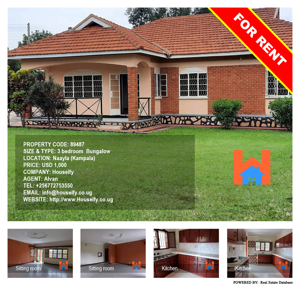 3 bedroom Bungalow  for rent in Naalya Kampala Uganda, code: 89487