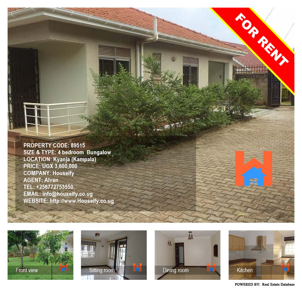 4 bedroom Bungalow  for rent in Kyanja Kampala Uganda, code: 89515