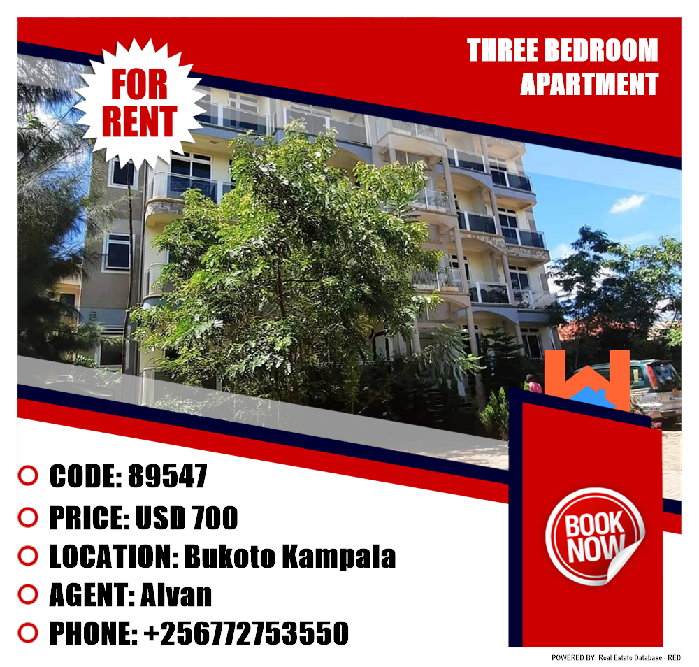 3 bedroom Apartment  for rent in Bukoto Kampala Uganda, code: 89547