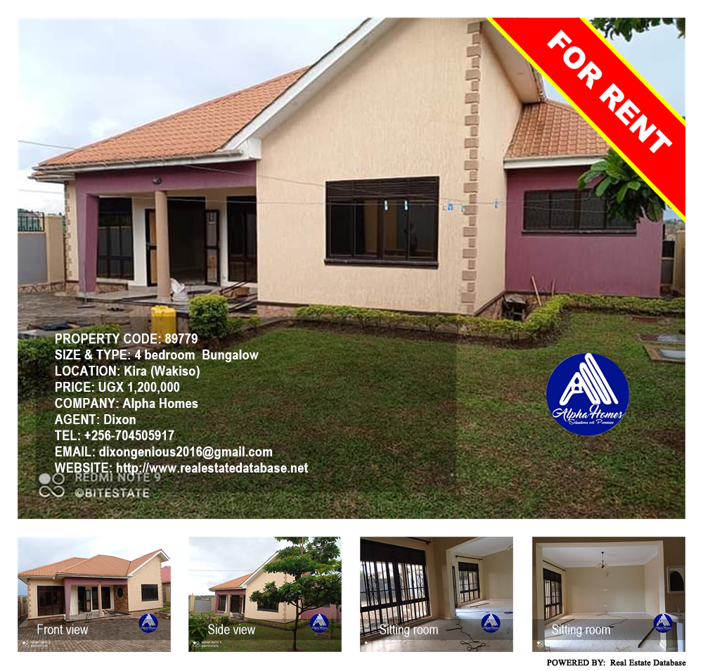 4 bedroom Bungalow  for rent in Kira Wakiso Uganda, code: 89779