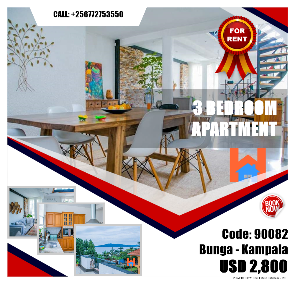 3 bedroom Apartment  for rent in Bbunga Kampala Uganda, code: 90082