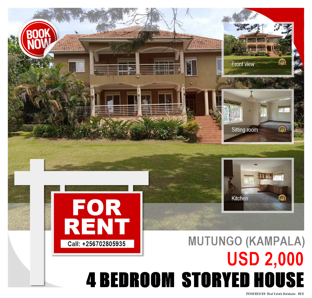 4 bedroom Storeyed house  for rent in Mutungo Kampala Uganda, code: 90900
