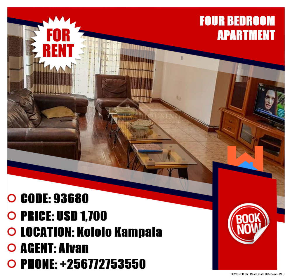 4 bedroom Apartment  for rent in Kololo Kampala Uganda, code: 93680