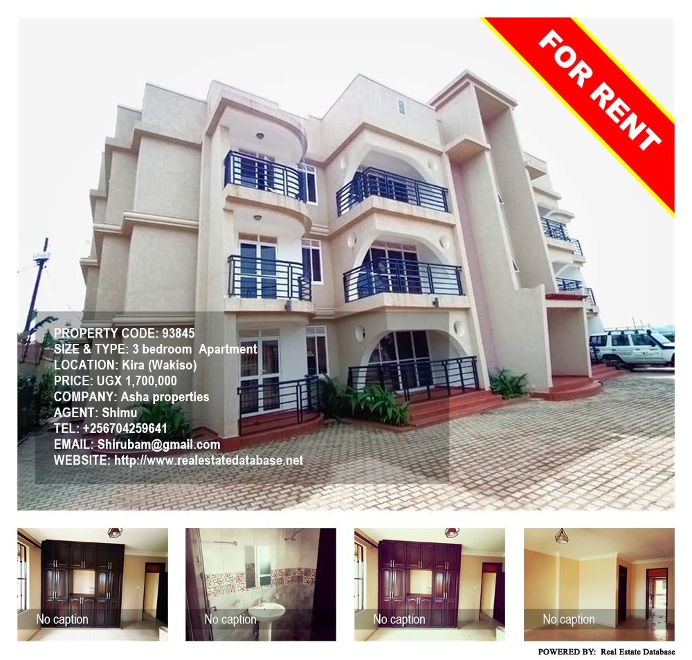 3 bedroom Apartment  for rent in Kira Wakiso Uganda, code: 93845