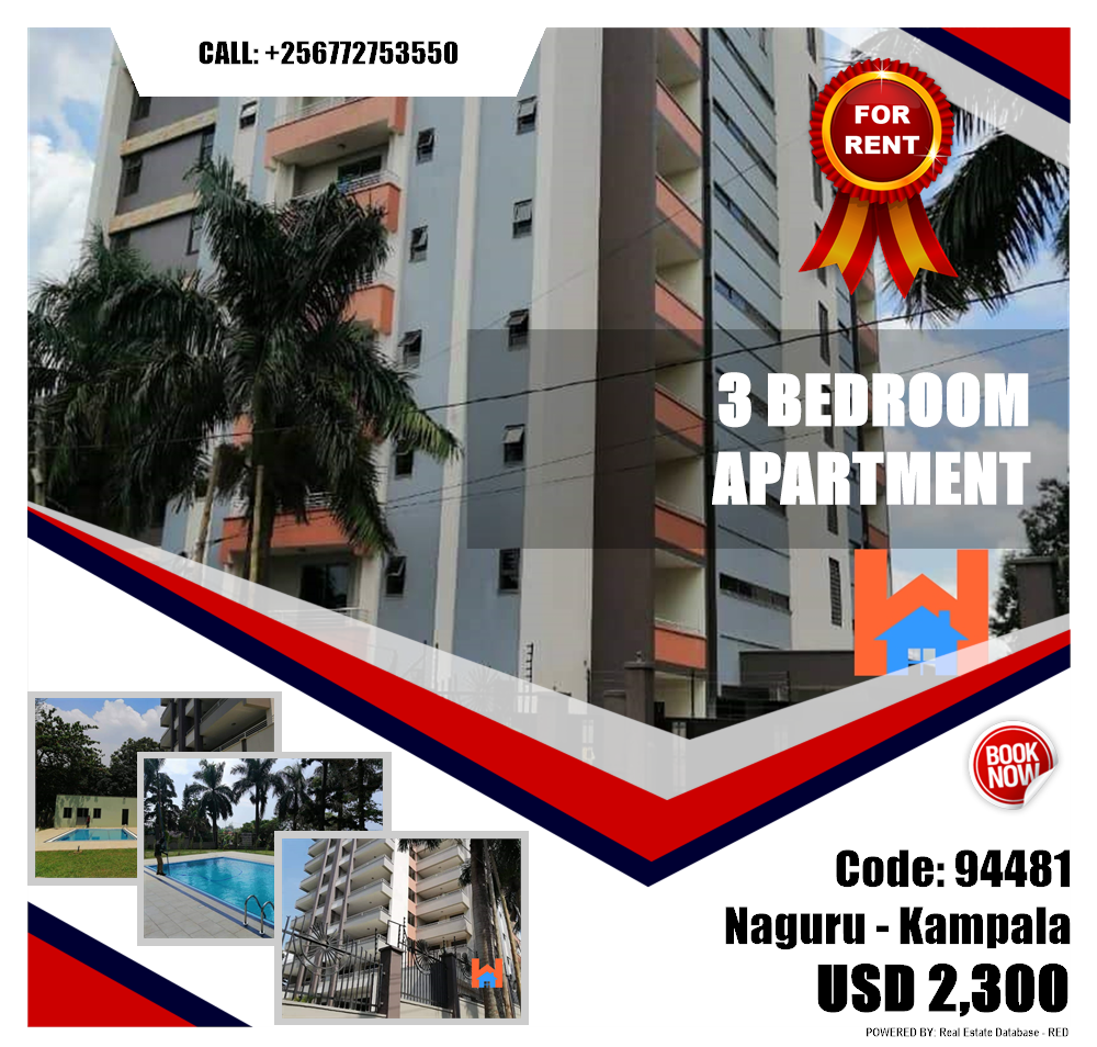 3 bedroom Apartment  for rent in Naguru Kampala Uganda, code: 94481