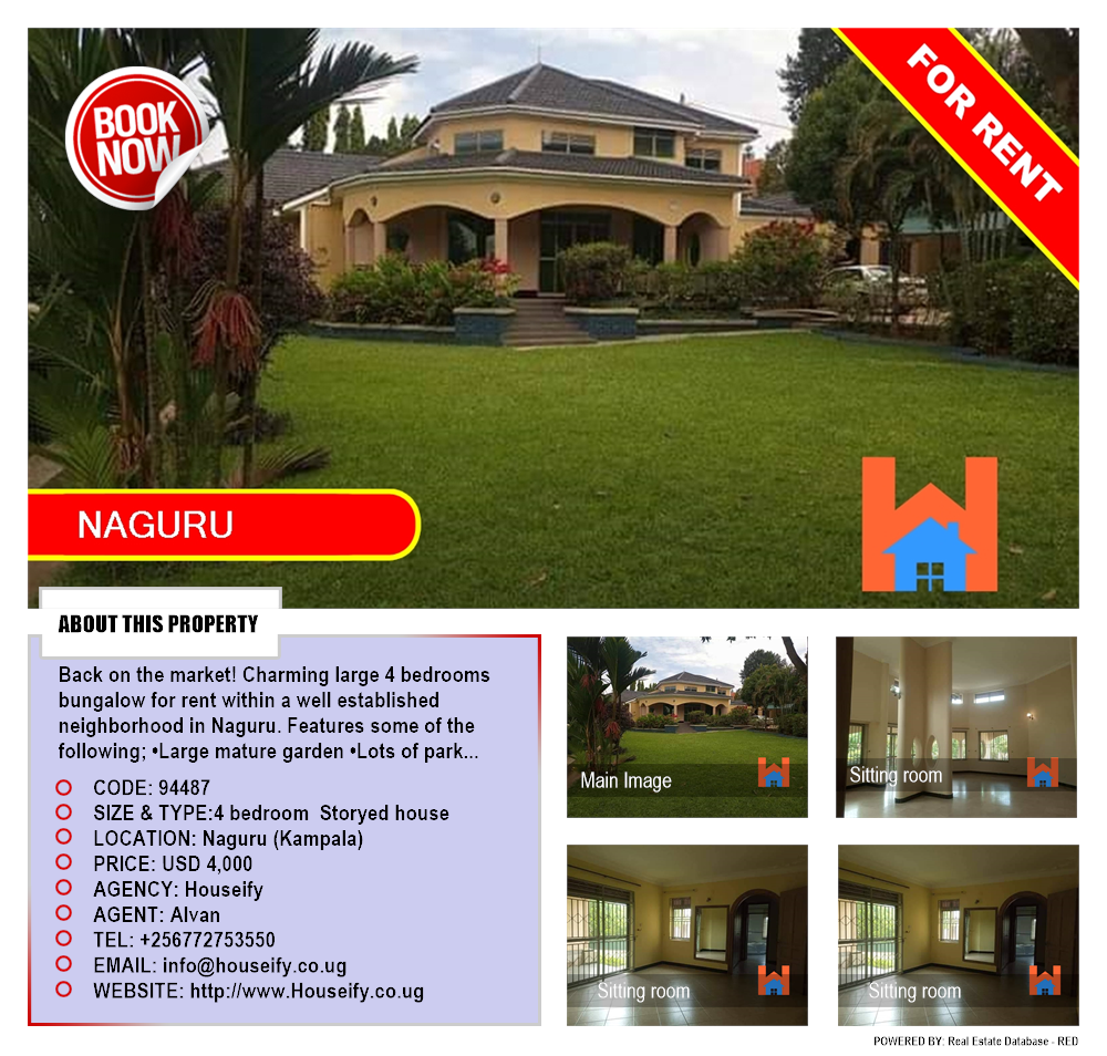 4 bedroom Storeyed house  for rent in Naguru Kampala Uganda, code: 94487