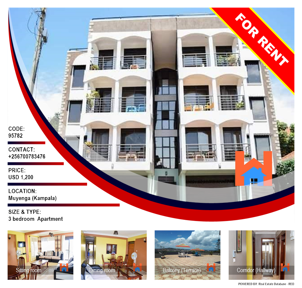 3 bedroom Apartment  for rent in Muyenga Kampala Uganda, code: 95782