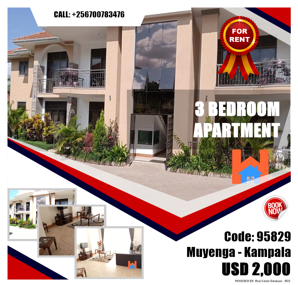 3 bedroom Apartment  for rent in Muyenga Kampala Uganda, code: 95829