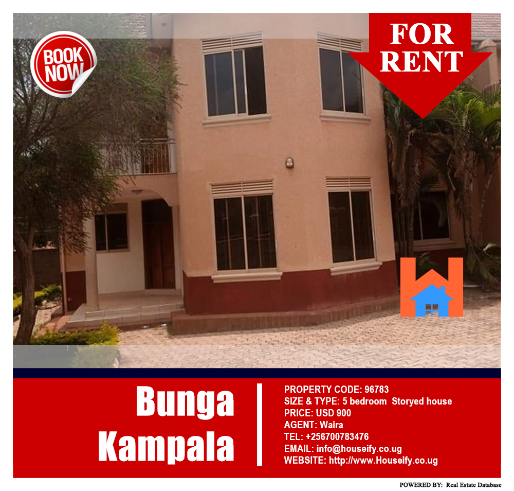 5 bedroom Storeyed house  for rent in Bbunga Kampala Uganda, code: 96783